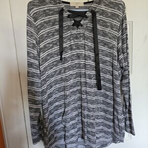 Striped Gray Hoodie Sweatshirt